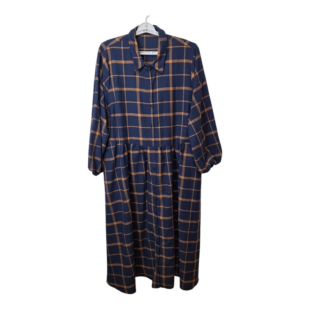 BloomChic Plaid Button Up Shirt Collar Flutter Hem Dress Womens US 26 Flannel